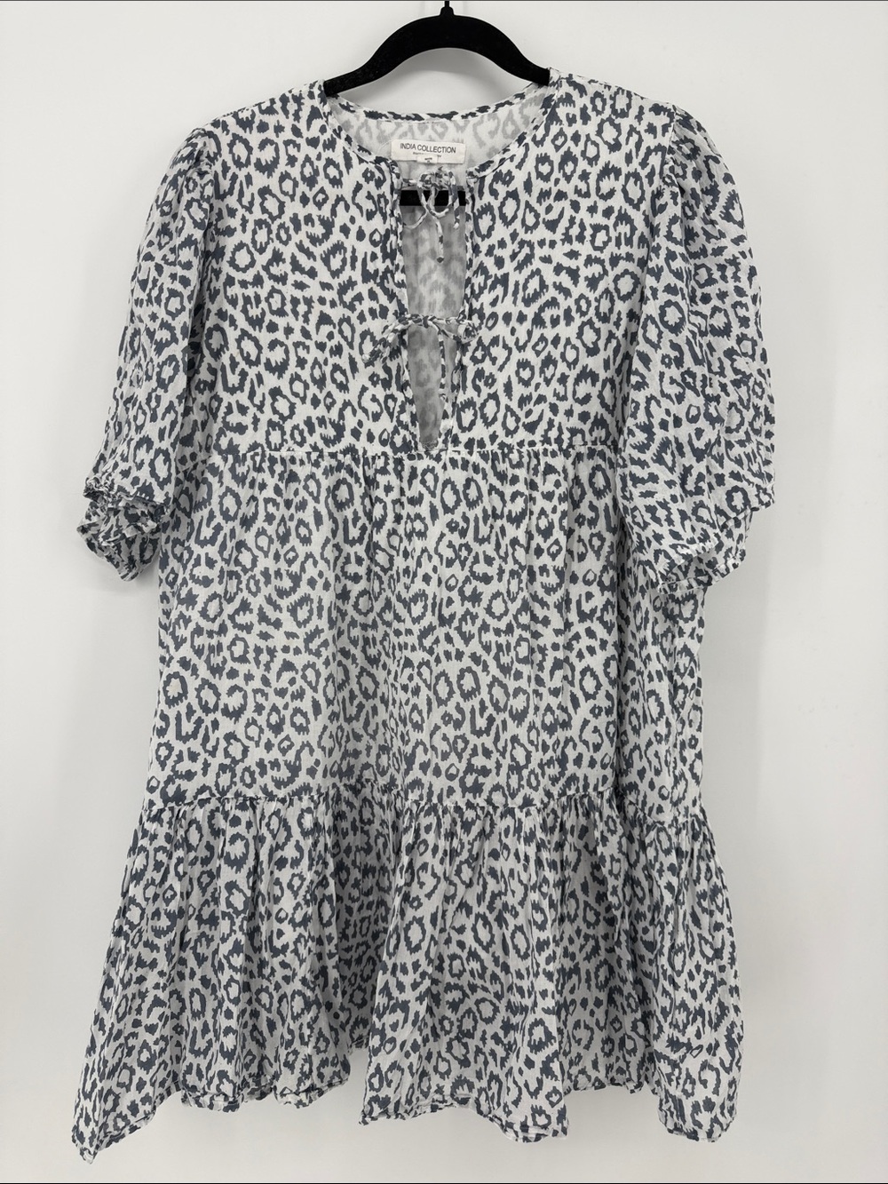 India Collection Leopard Organic Cotton Babydoll Dress M/L